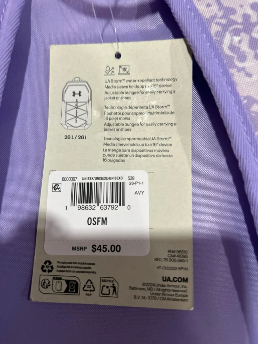 Under Armour Lilac Camo Graphic Backpack